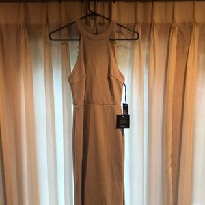 JOELLA LIGHT GREY LACE HALTER MAXI DRESS